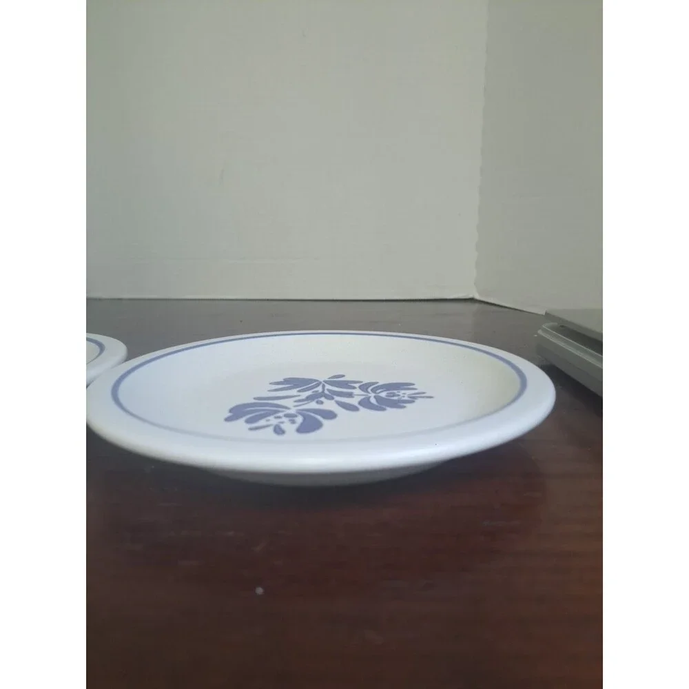 Vintage Set Of 2 Pfaltzgraff  Blue And White Floral Stoneware 6.5in Dessert...